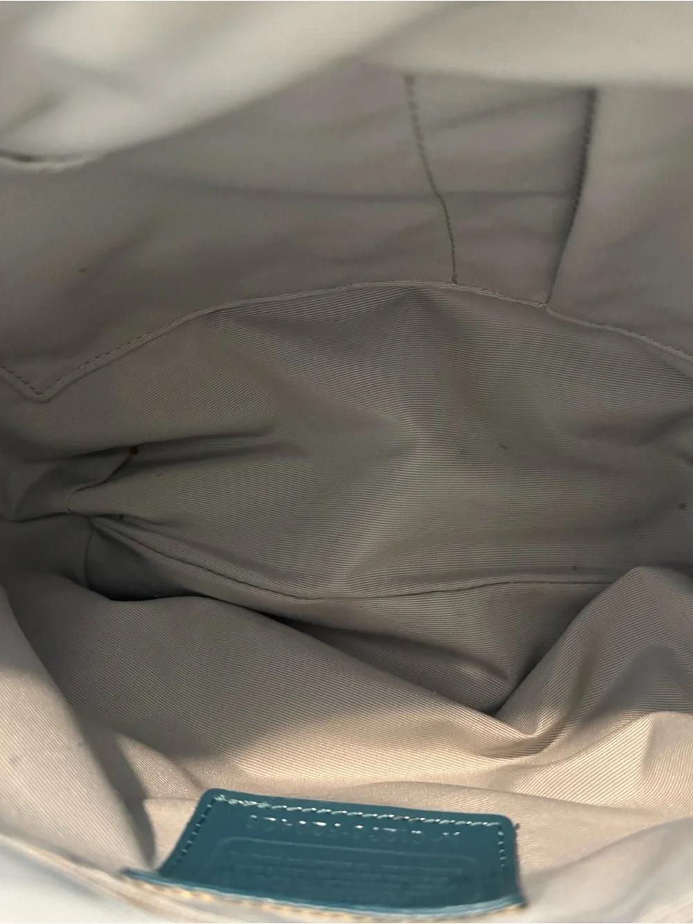 COACH factory F20429 Signature Sateen Tote Shoulder Bag in Teal Blue Metallic